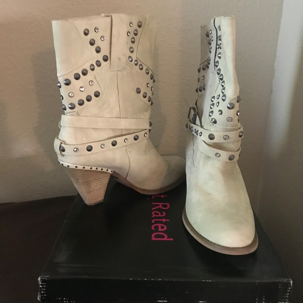 White studded boots